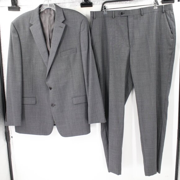 Lauren Ralph Lauren Suit Mens 46L 42x32 Wool Blend Natural Stretch sharkskin - Picture 2 of 16